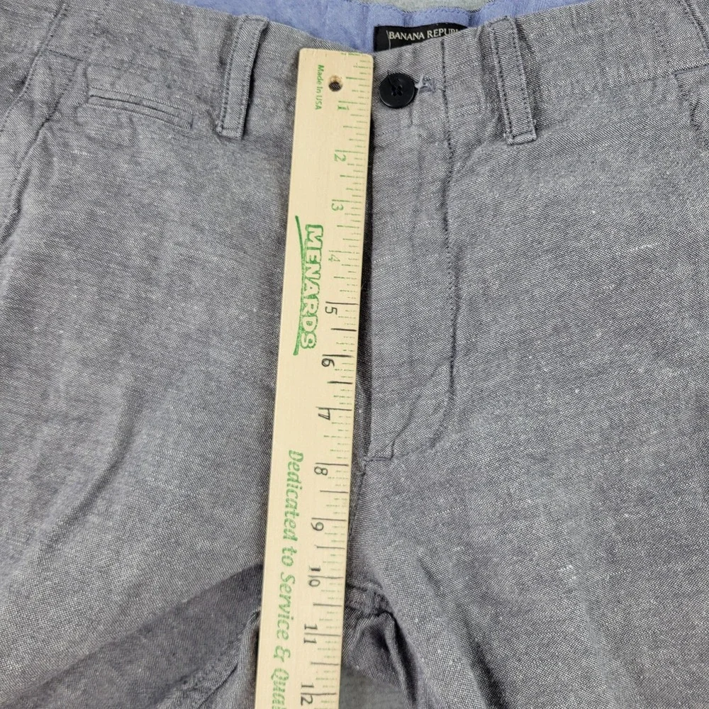 Banana Republic Pants Mens 33x34 Gray Linen Chino Straight Fit Chambray Casual